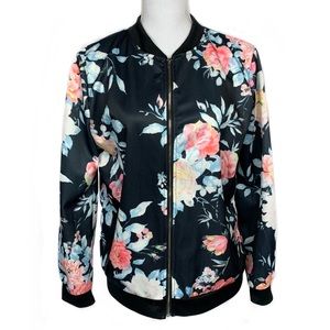 Vicabo flower design black lightweight jacket, XL